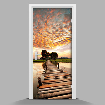 Samolepící nálepka na dveře Starý most západ slunce