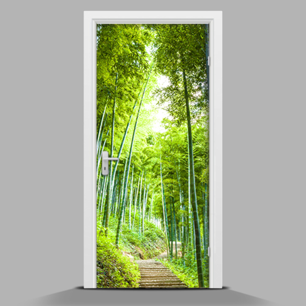 Samolepící nálepka na dveře Bambusový les