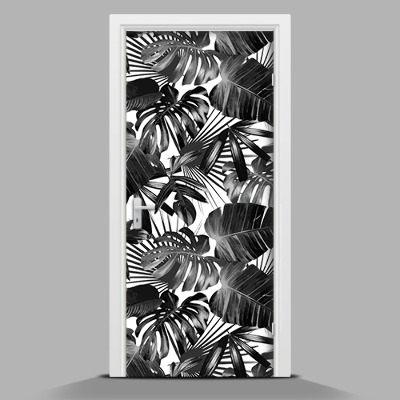 Nálepka fototapeta na dveře Listy palmy černobílé