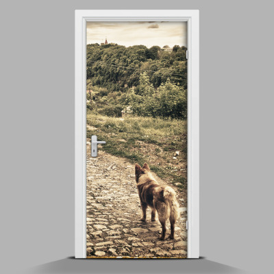 Nálepka fototapeta na dveře Pes v horách