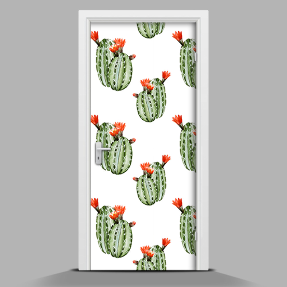 Nálepka fototapeta na dveře Barevné kaktusy