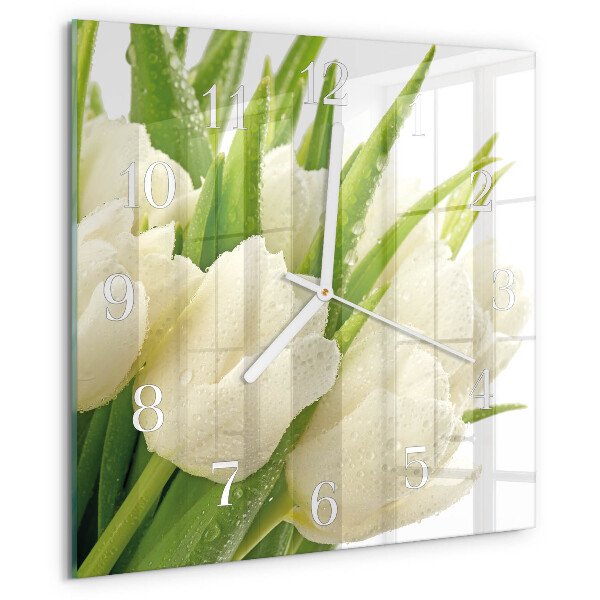 Skleněné hodiny Tulipány