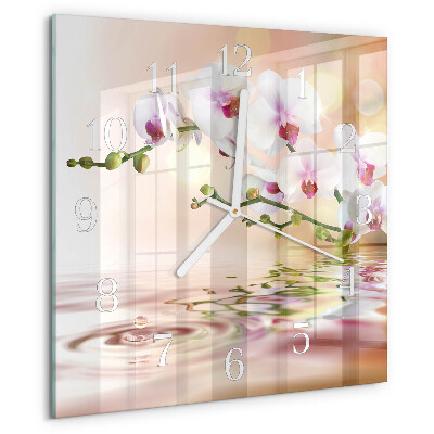 Skleněné hodiny Orchidej