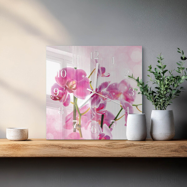 Skleněné hodiny Orchidej