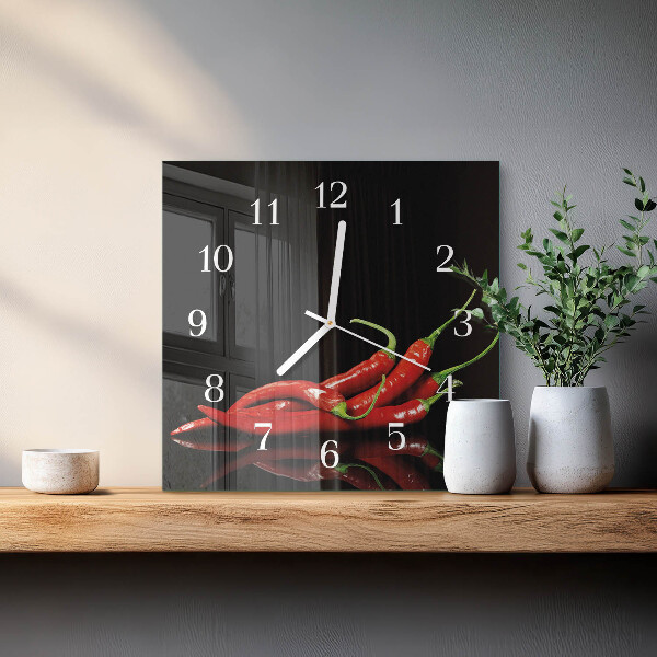 Skleněné hodiny Chilli papričky