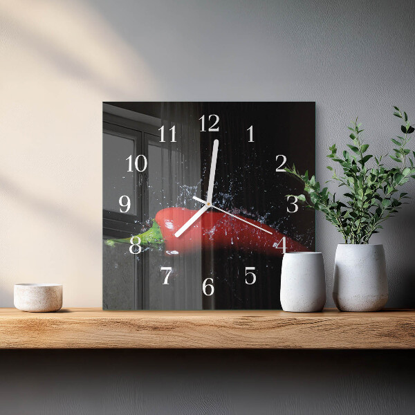 Skleněné hodiny Chilli papričky