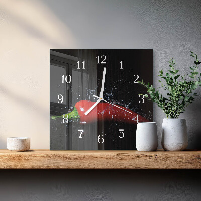 Skleněné hodiny Chilli papričky