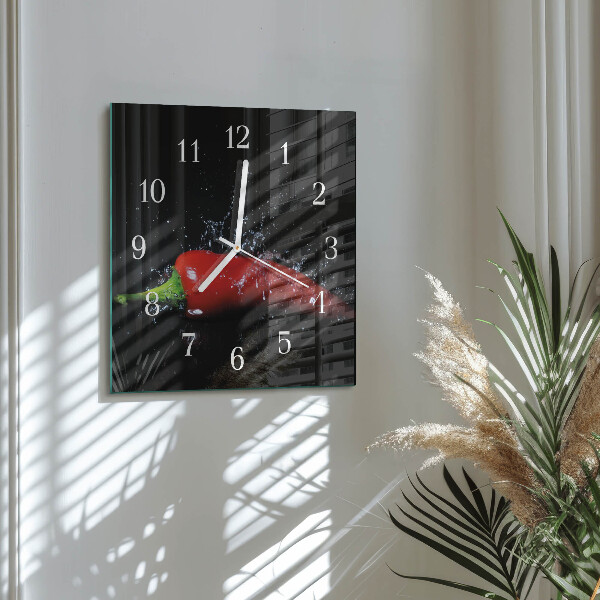 Skleněné hodiny Chilli papričky