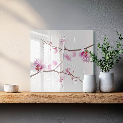 Skleněné hodiny Orchidej