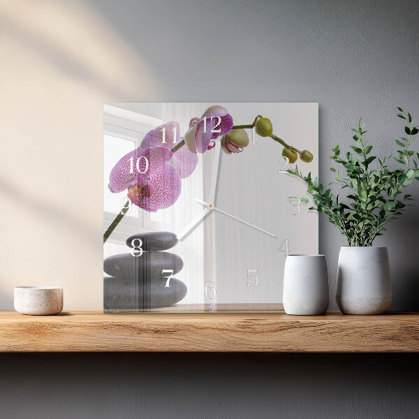 Skleněné hodiny Orchidej