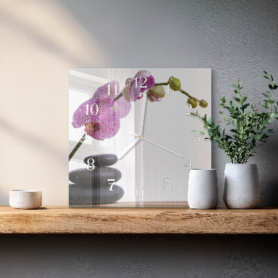 Skleněné hodiny Orchidej