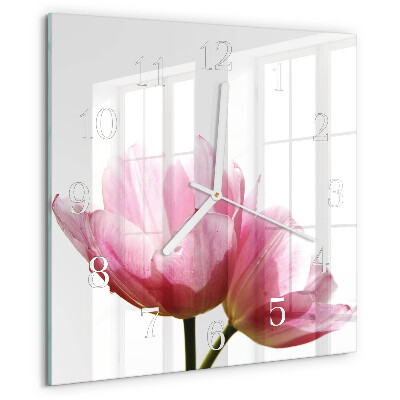 Skleněné hodiny Tulipány
