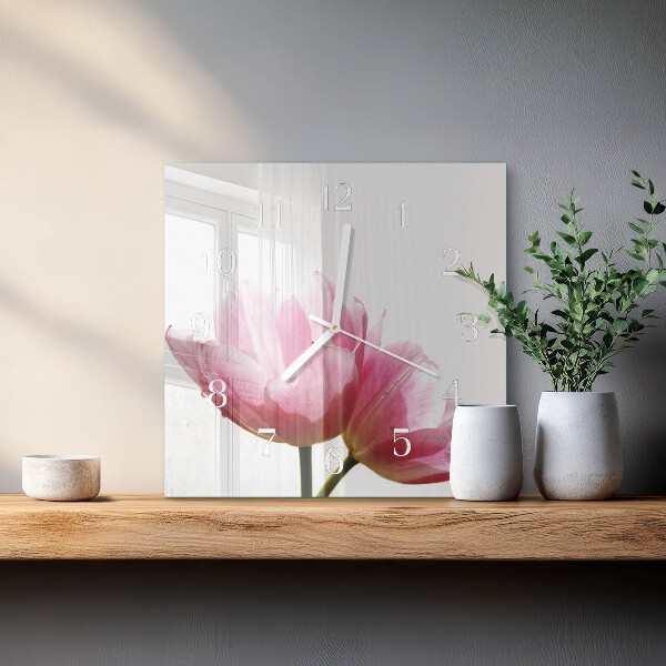 Skleněné hodiny Tulipány