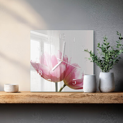 Skleněné hodiny Tulipány