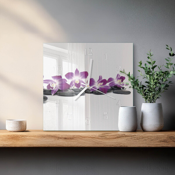 Skleněné hodiny Orchidej