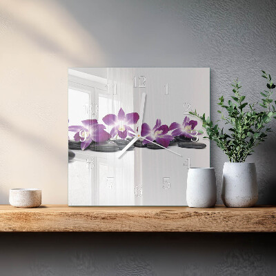 Skleněné hodiny Orchidej
