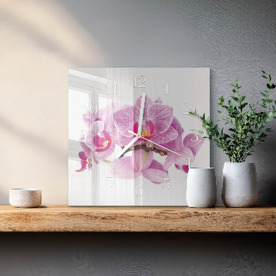 Skleněné hodiny Orchideje