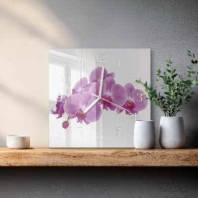 Skleněné hodiny Orchidej
