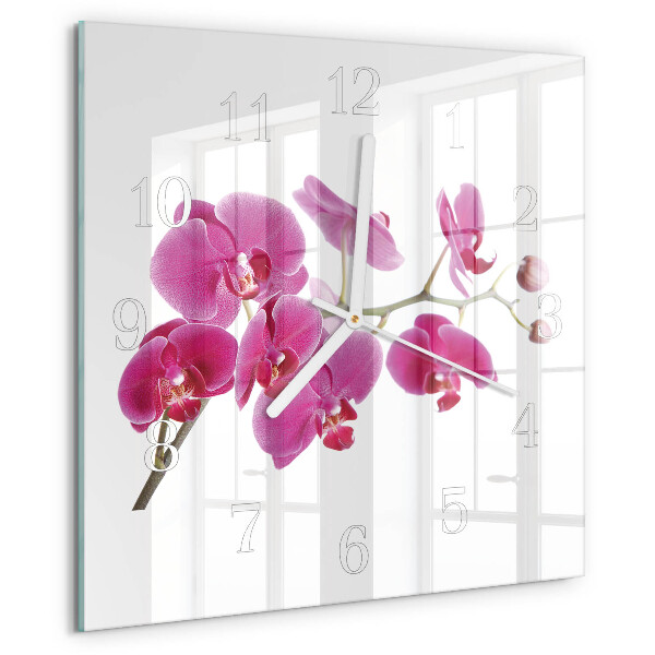 Skleněné hodiny Orchidej