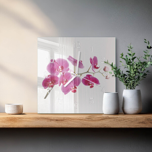 Skleněné hodiny Orchidej