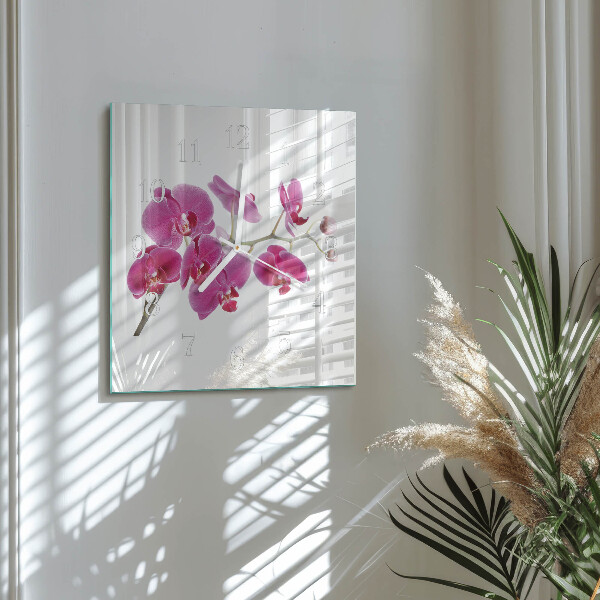 Skleněné hodiny Orchidej