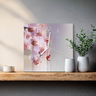 Skleněné hodiny Orchidej