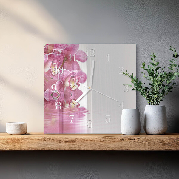 Skleněné hodiny Orchidej