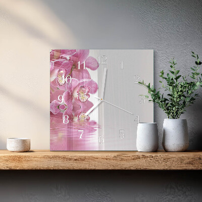 Skleněné hodiny Orchidej
