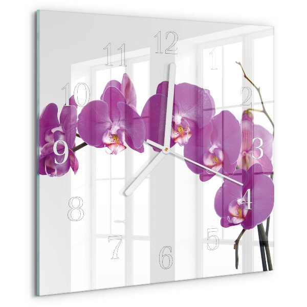 Skleněné hodiny Orchidej