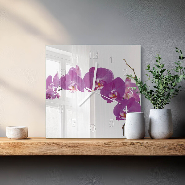 Skleněné hodiny Orchidej