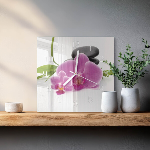 Skleněné hodiny Orchidej