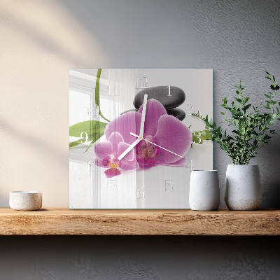 Skleněné hodiny Orchidej