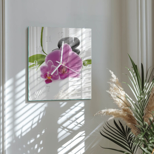 Skleněné hodiny Orchidej