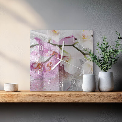 Skleněné hodiny Orchidej