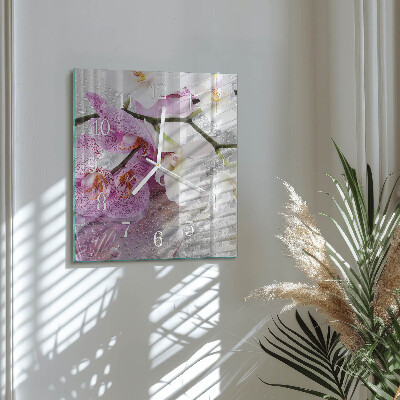 Skleněné hodiny Orchidej