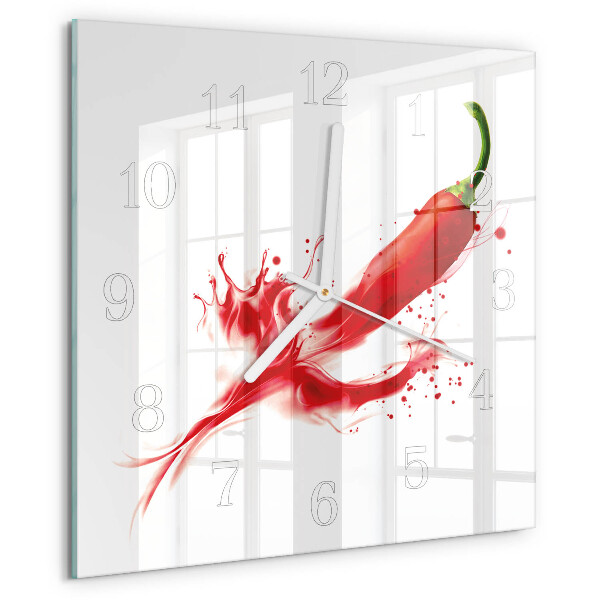 Skleněné hodiny Chilli paprička