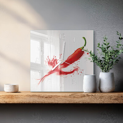 Skleněné hodiny Chilli paprička