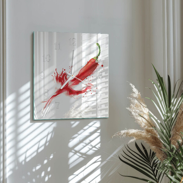 Skleněné hodiny Chilli paprička