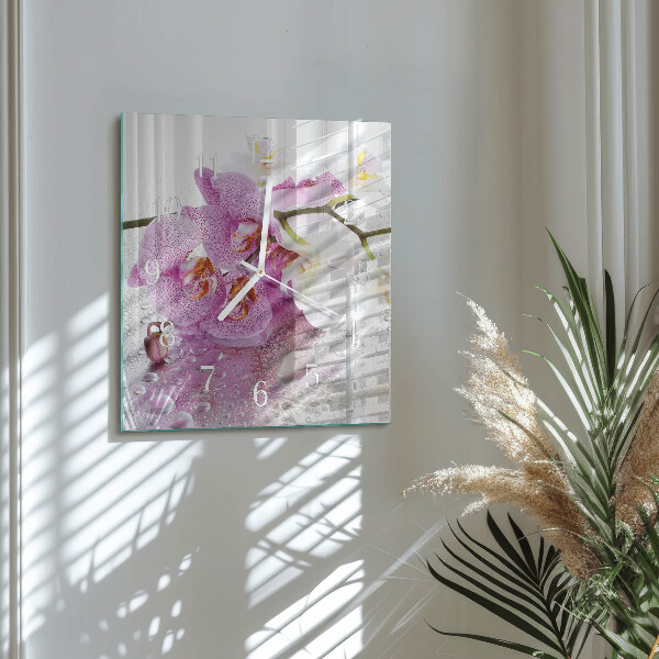 Skleněné hodiny Orchidej
