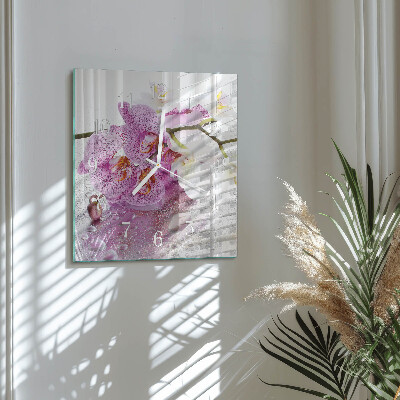 Skleněné hodiny Orchidej