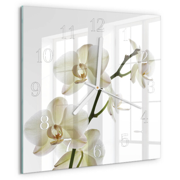 Skleněné hodiny Orchidej
