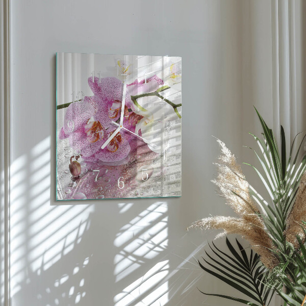 Skleněné hodiny Orchidej