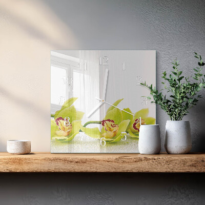 Skleněné hodiny Orchidej