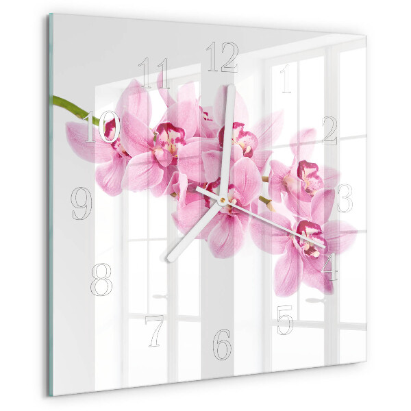 Skleněné hodiny Orchidej