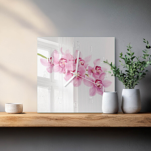 Skleněné hodiny Orchidej