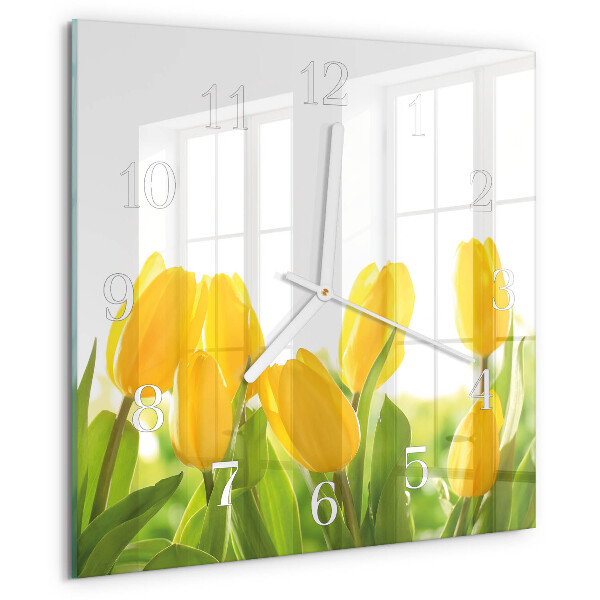 Skleněné hodiny Tulipány