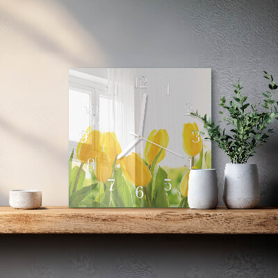 Skleněné hodiny Tulipány