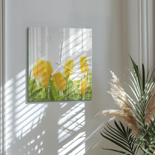 Skleněné hodiny Tulipány