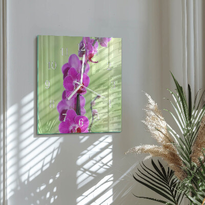 Skleněné hodiny Orchidej