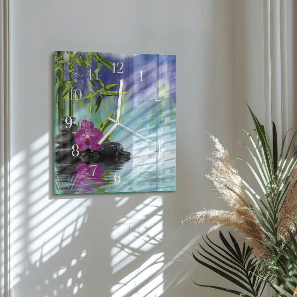 Skleněné hodiny Lázeňská orchidej